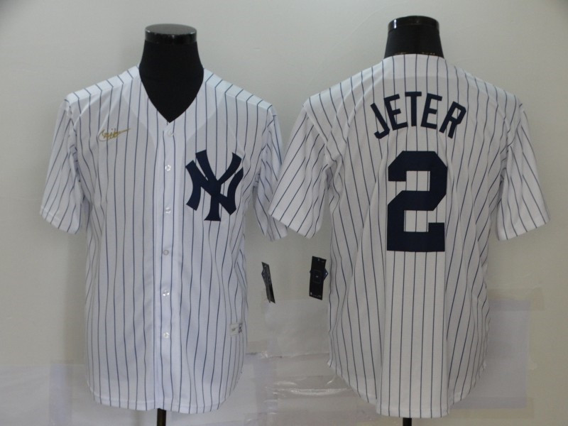 Yankees 2 Derek Jeter White Nike Cool Base Jersey