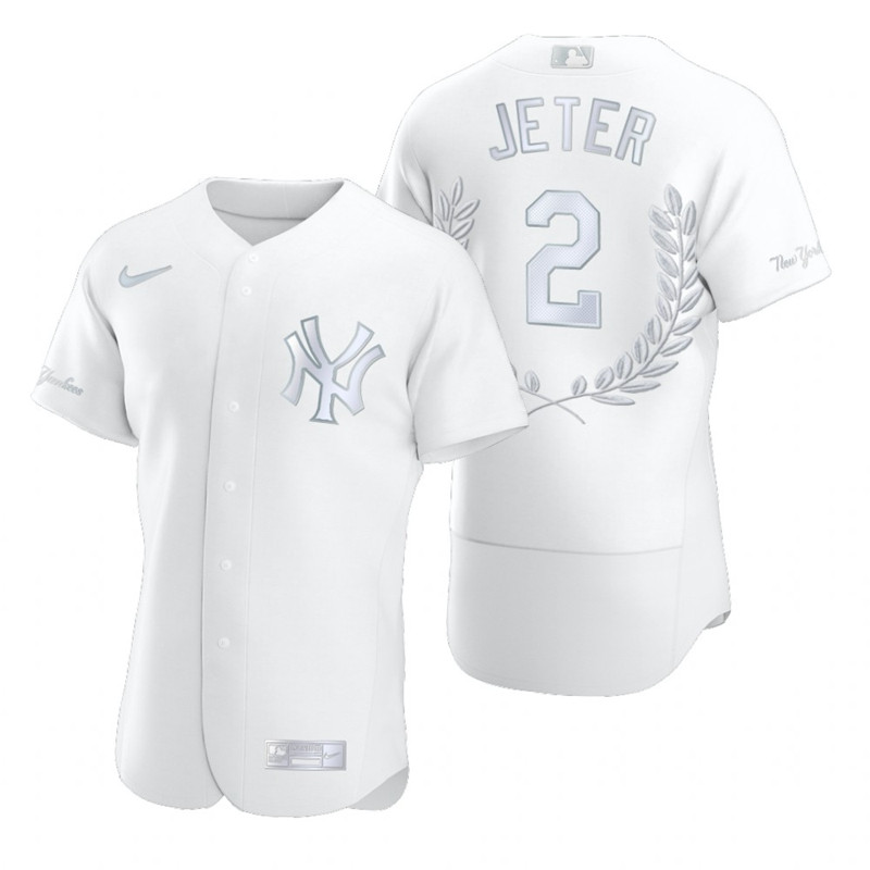 Yankees 2 Derek Jeter White Nike Flexbase Fashion Jersey