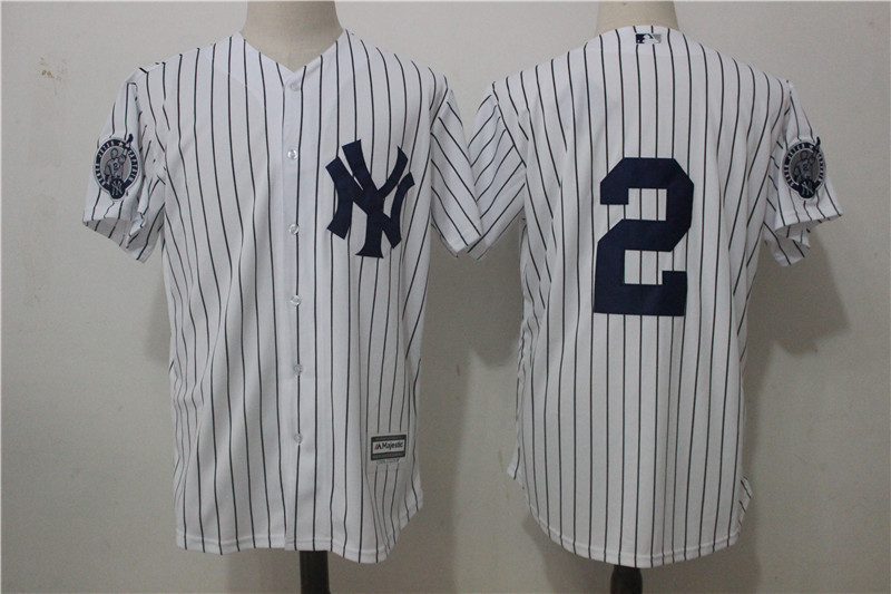 Yankees 2 Derek Jeter White Retirement Patch Cool Base Jersey