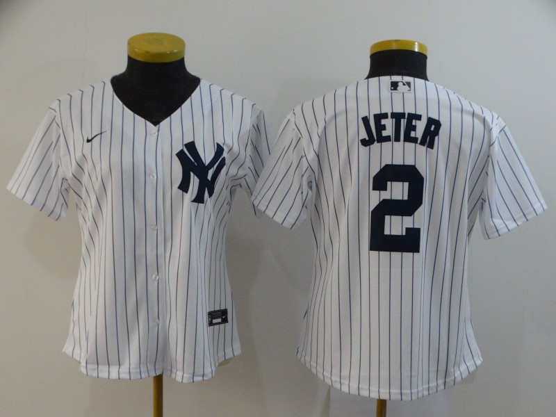 Yankees 2 Derek Jeter White Women 2020 Nike Cool Base Jersey