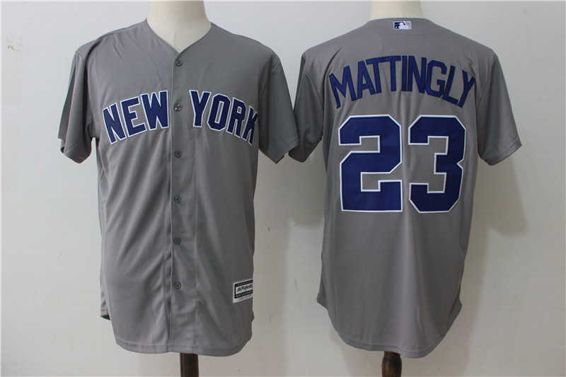 Yankees 23 Don Mattingly Gray Cool Base Jersey