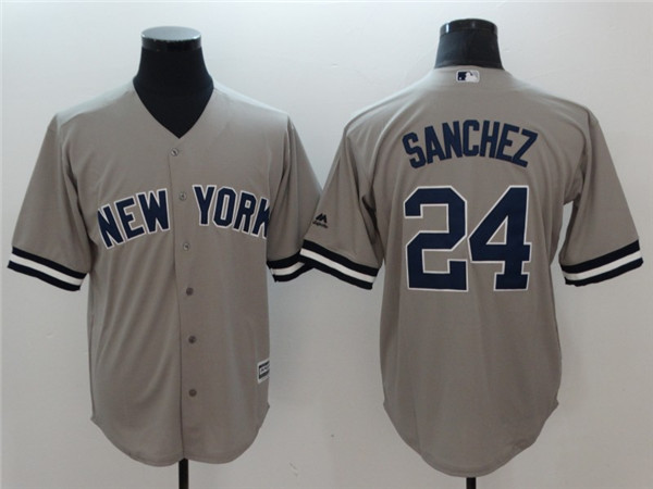 Yankees 24 Gary Sanchez Gray Cool Base Jersey