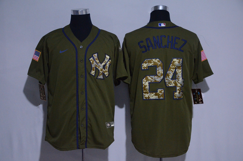 Yankees 24 Gary Sanchez Olive 2020 Nike Cool Base Jersey