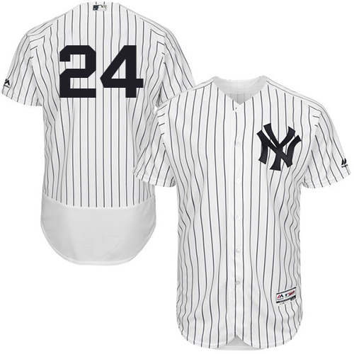 Yankees 24 Gary Sanchez White Strip Flexbase Authentic Collection Stitched MLB Jersey