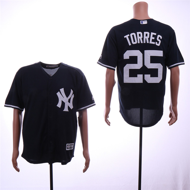 Yankees 25 Gleyber Torres Black Cool Base Jersey