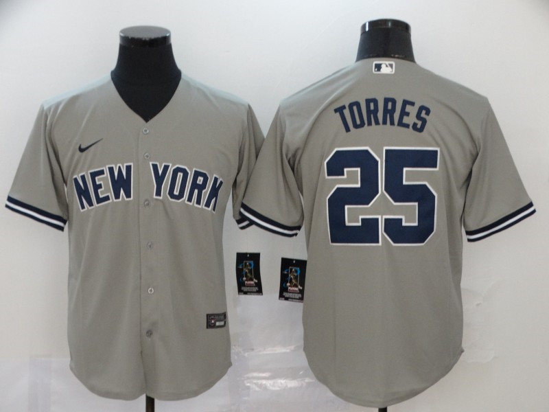 Yankees 25 Gleyber Torres Gray 2020 Nike Cool Base Jersey