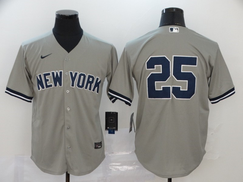 Yankees 25 Gleyber Torres Gray 2020 Nike Cool Base Replica Player Jersey