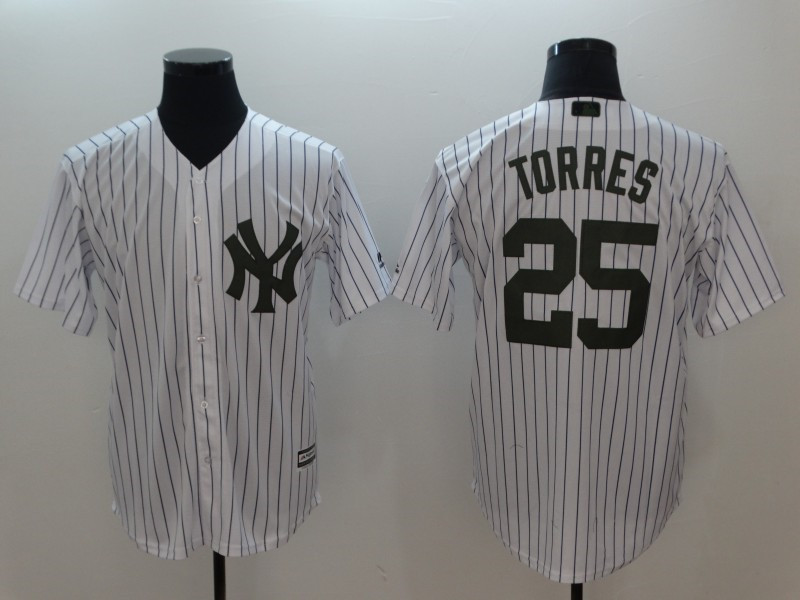 Yankees 25 Gleyber Torres White 2018 Memorial Day Cool Base Jersey