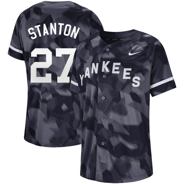 Yankees 27 Giancarlo Stanton Black Camo Fashion Jersey