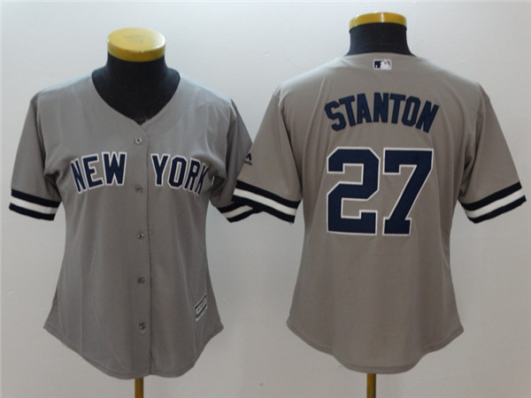 Yankees 27 Giancarlo Stanton Gray Women Cool Base Jersey