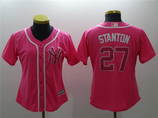 Yankees 27 Giancarlo Stanton Red Women Cool Base Jersey