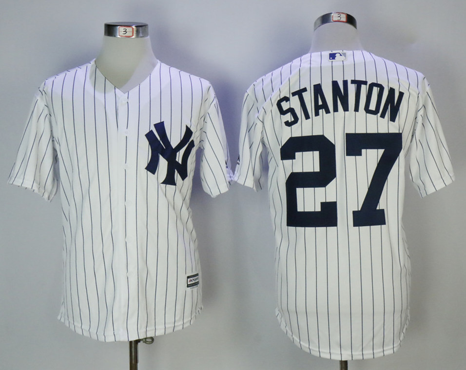 Yankees 27 Giancarlo Stanton White Cool Base Jersey