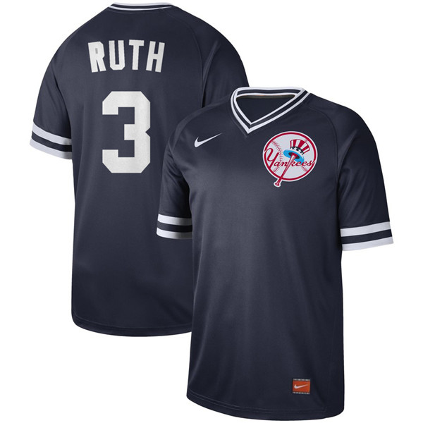 Yankees 3 Babe Ruth Blue Throwback Jersey