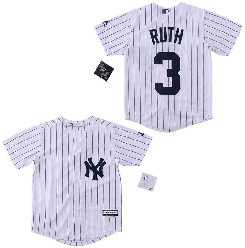 Yankees 3 Babe Ruth White Cool Base Jersey