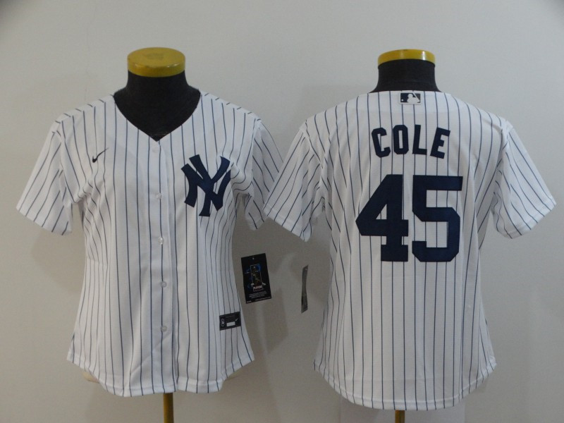 Yankees 45 Gerrit Cole White Women 2020 Nike Cool Base Jersey