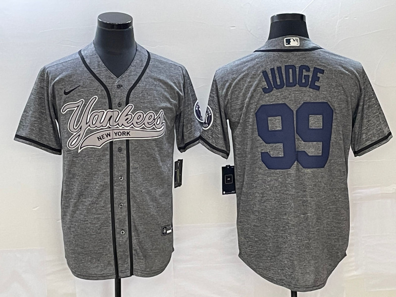 Yankees 99 Aaron Judge Gray Gridiron Cool Base Jersey