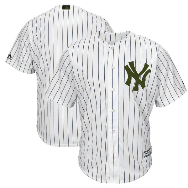 Yankees Blank White 2018 Memorial Day Cool Base Jersey