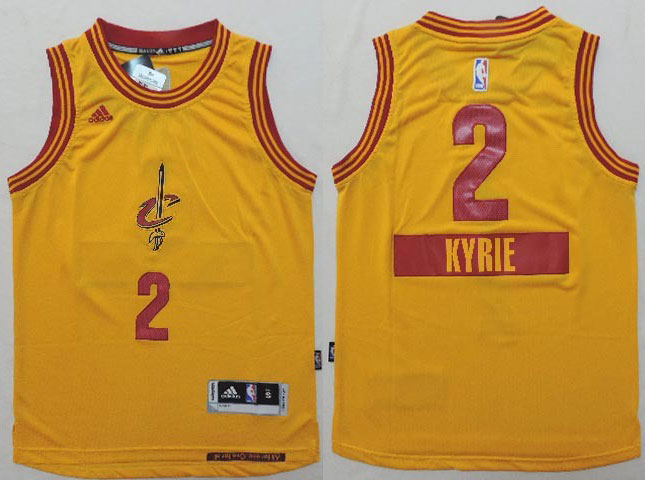 Youth 2014 15 Christmas Day jersey Cleveland Cavaliers 2 Kyrie Irving  Gold Swingman Alternate Youth Jersey