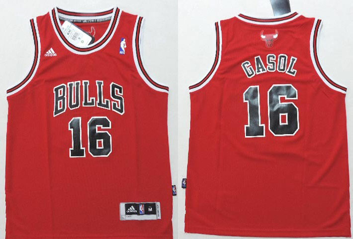 Youth  NBA Chicago Bulls 16 Pau Gasol New Revolution 30 Swingman Home Red Youth Jersey