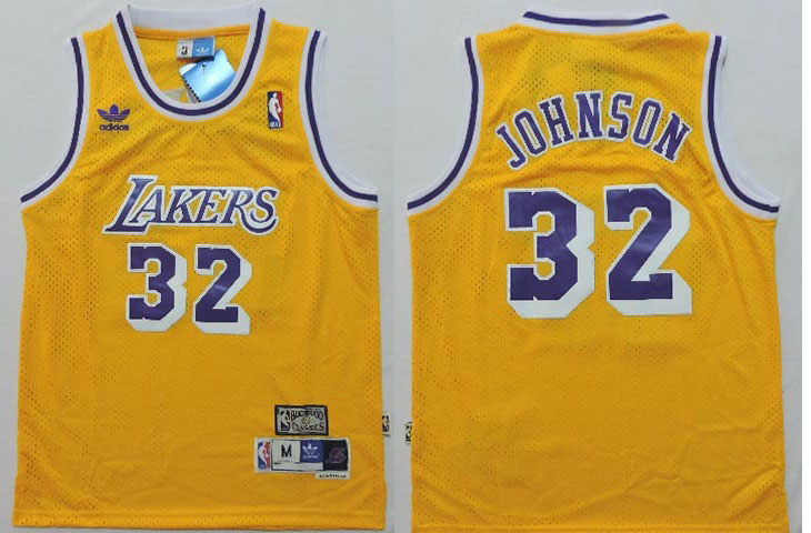 Youth  NBA Los Angeles Lakers 32 Magic Johnson New Rev30 Swingman Throwback Yellow Youth Jersey