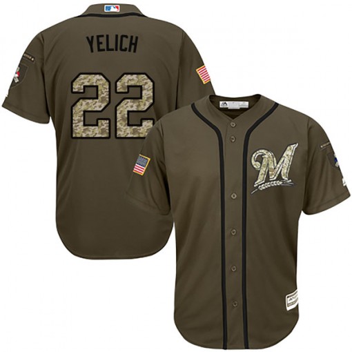 Youth Majestic Milwaukee Brewers Christian Yelich Green Salute to Service Jersey
