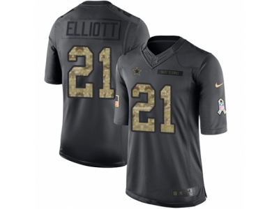 Youth  Dallas Cowboys 21 Ezekiel Elliott Limited Black 2016 Salute to Service NFL Jersey