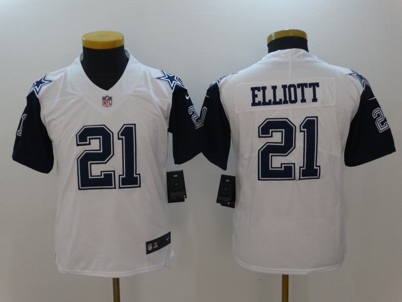 Youth  Dallas Cowboys 21 Ezekiel Elliott Limited White Rush NFL Jersey
