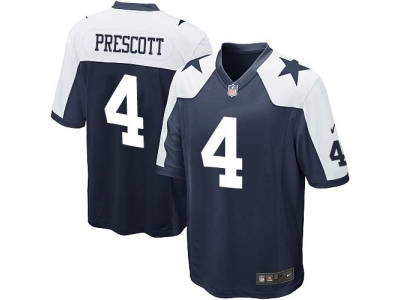 Youth  Dallas Cowboys 4 Dak Prescott Navy Blue Thanksgiving Throwback Stitched NFL Elite Jersey
