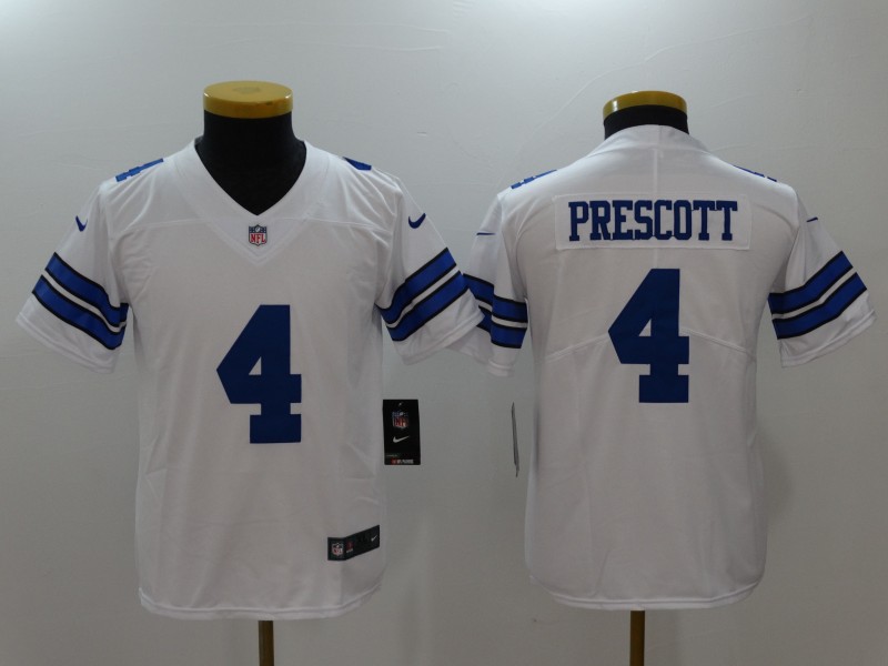 Youth  Dallas cowboys #4 Dak Prescott White 2017 Vapor Untouchable Limited Jersey