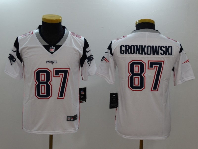 Youth  England Patriots #87 Rob Gronkowski White 2017 Vapor Untouchable Limited Stitched Jersey