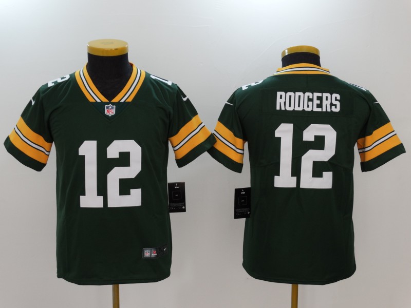 Youth  Green Bay Packers #12 Aaron Rodgers Green 2017 Vapor Untouchable Limited Stitched Jersey