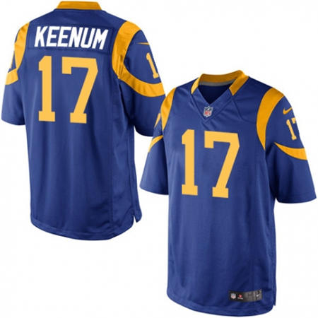Youth  Los Angeles Rams 17 Case Keenum Royal Blue Alternate Stitched NFL Jersey