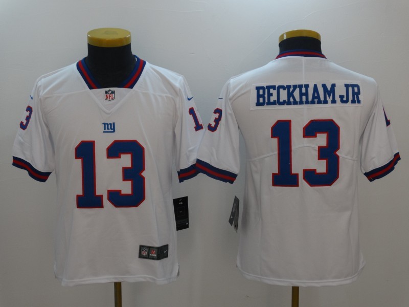 Youth  New York Giants 13 Odell Beckham Jr Limited White Rush NFL Jersey