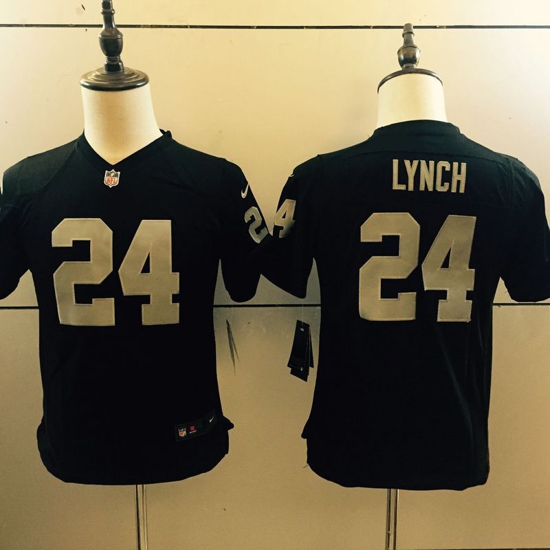Youth  Oakland Raiders 24 Marshawn Lynch Limited Black Team Color NFL Jersey