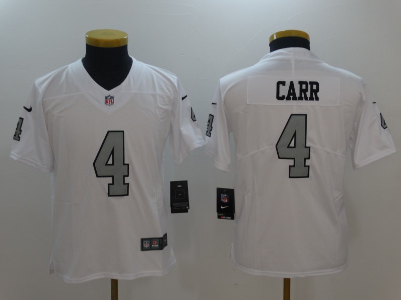 Youth  Oakland Raiders 4 Derek Carr Limited White Rush NFL Jersey
