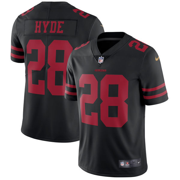 Youth  San Francisco 49ers #28 Carlos Hyde Black 2017 Vapor Untouchable Limited Stitched Jersey