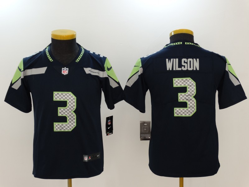 Youth  Seattle Seahawks #3 Russell Wilson Blue 2017 Vapor Untouchable Limited Stitched Jersey