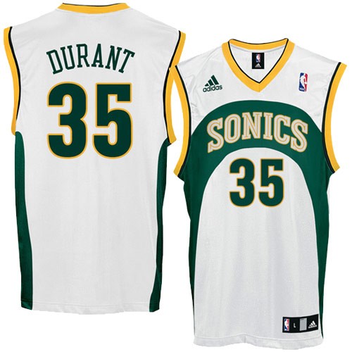  Seattle SuperSonics 35 Kevin Durant White Green Jerseys