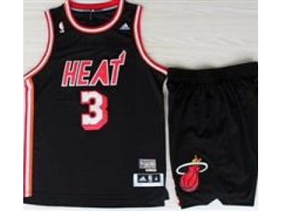 nba Miami Heat #3 Dwyane Wadet Black Hardwood Classics Revolution 30 Swingman Suits