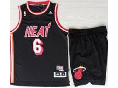 nba Miami Heat #6 LeBron Jamest Black Hardwood Classics Revolution 30 Swingman Suits