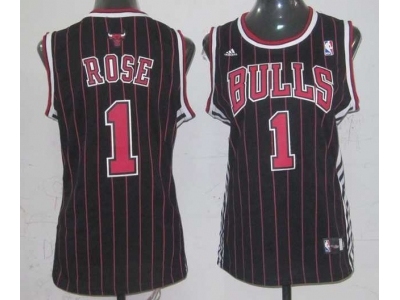 women nba chicago bulls 1 rose black red strip revolution 30 swingman