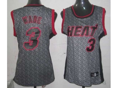 women nba miami heat 3 wade grey static fashion swingman