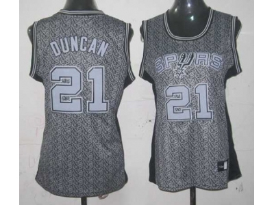 women nba san antonio spurs 21 tim duncan grey static fashion swingman